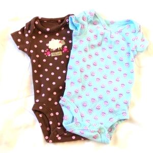Carter's Polka Dot Sheep Lotus Preemie Onesies